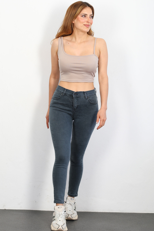 Berox - Ara Beden Kadın Antrasit Skinny Kot Pantolon (1)