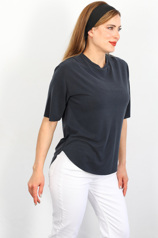 Berox - Basic Cupra İndigo Kadın T-shirt (1)