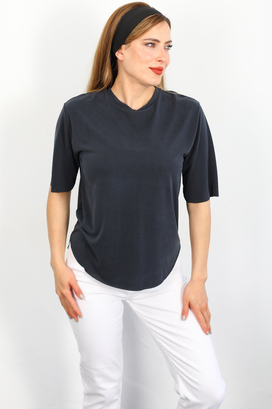 Berox - Basic Cupra İndigo Kadın T-shirt