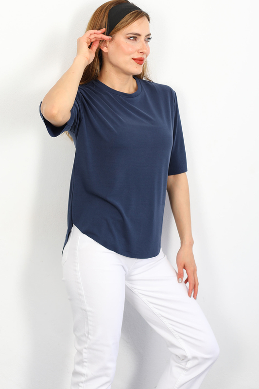 Berox - Basic Cupra Lacivert Kadın T-shirt (1)