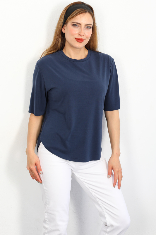 Berox - Basic Cupra Lacivert Kadın T-shirt