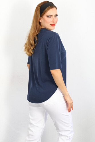 Basic Cupra Lacivert Kadın T-shirt - Thumbnail