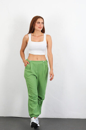Berox - Belden Ayarlanabilir Tactical Keten Yeşil Kadın Pantolon