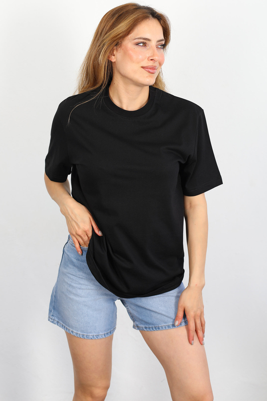 Berox - Bisiklet Yaka Oversize Siyah Ünisex T-shirt (1)