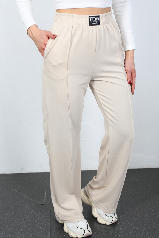Berox - Feel Good Armalı Kadın Taş Rengi Çimalı Pantolon (1)