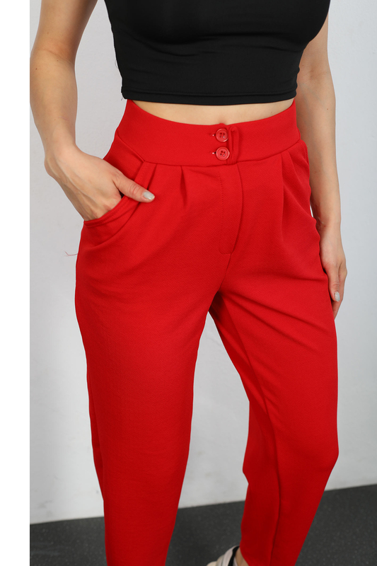Berox - Pensli Kırmızı Kadın Balon Pantolon (1)