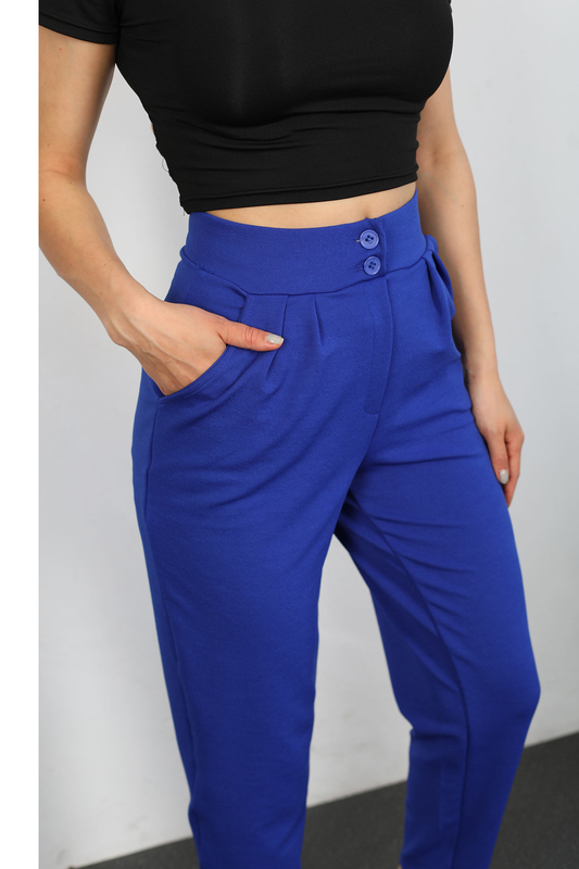 Berox - Pensli Saks Mavisi Kadın Balon Pantolon (1)
