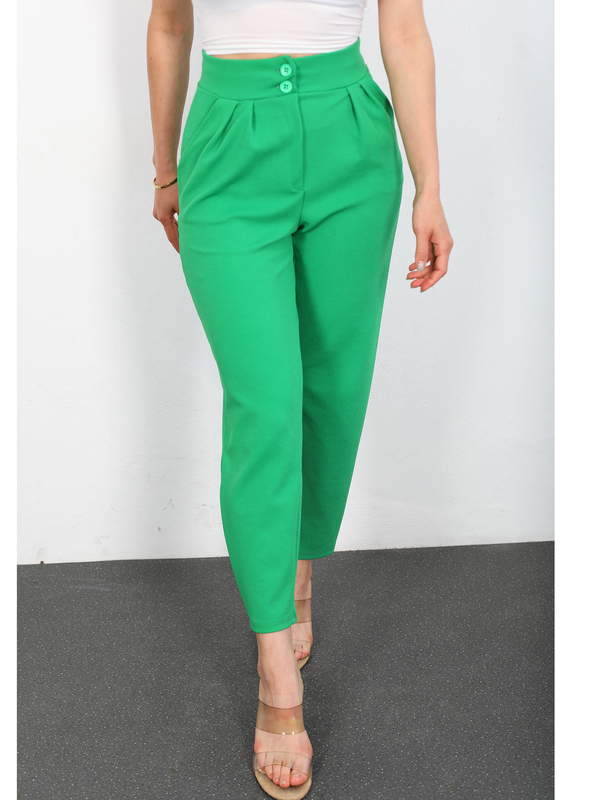 Berox - Pensli Yeşil Kadın Balon Pantolon (1)
