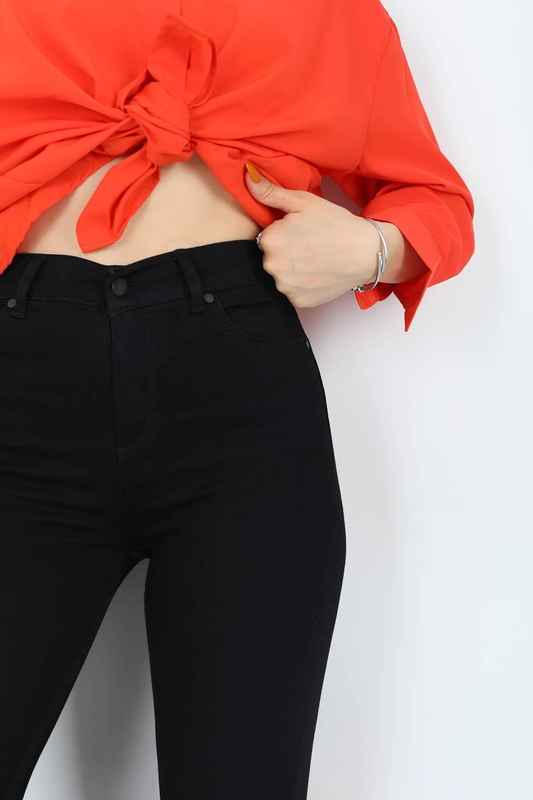 Berox - Yüksek Bel Siyah Kadın Dar Paça Pantolon (1)